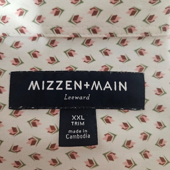 Mizzen + Main Men's Leeward Dress Shirt SZ XXL Trim Fit Long Sleeve Geo Floral - Picture 5 of 9